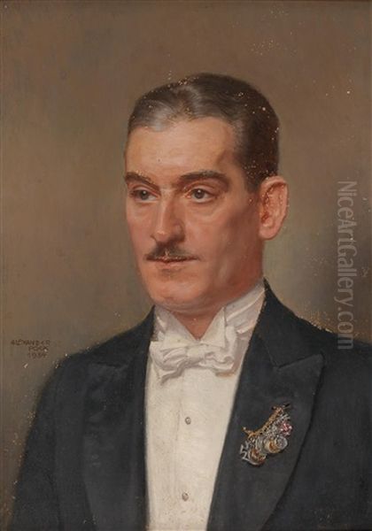 Portrait Of A Gentleman With Miniature Chain Of Medals Oil Painting by Alexander Pock