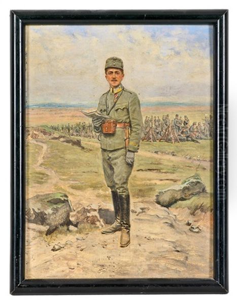 Osterreichischer Feldwebel, Im Hintergrund Soldaten Bei Der Rast Oil Painting by Alexander Pock