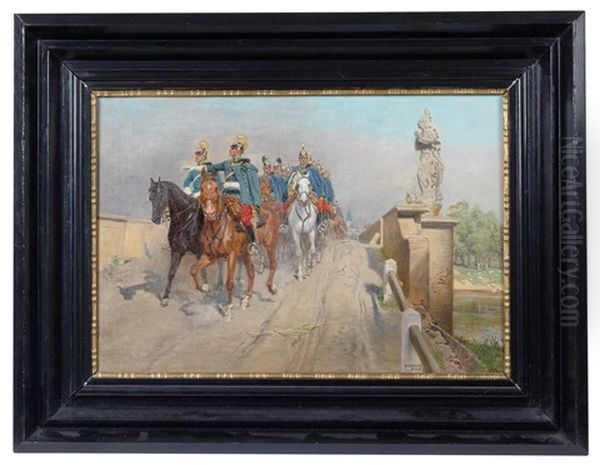 Ausritt Des K. U. K. Dragoner-regiments Kaiser Ferdinand I. Nr. 4 Oil Painting by Alexander Pock