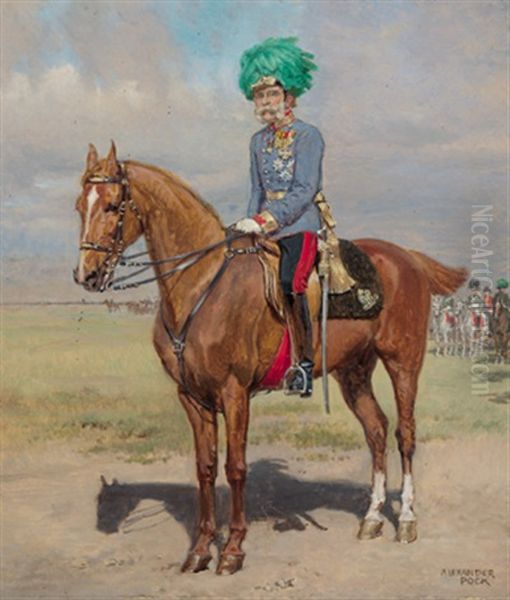 Kaiser Franz Joseph I. Von Osterreich Auf Dem Manoverfeld by Alexander Pock