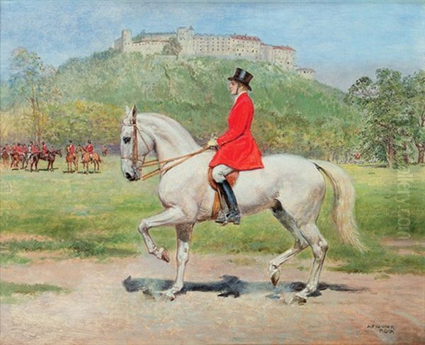 Dressurreiten In Salzburg Oil Painting by Alexander Pock