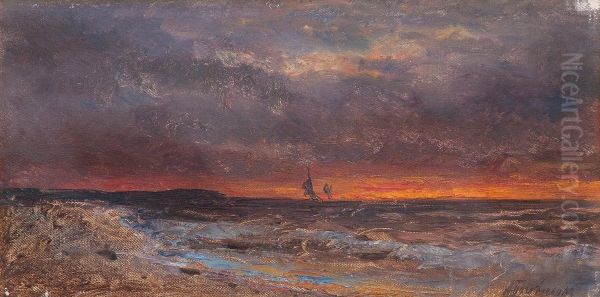 The Sea At Sunset Oil Painting by Aleksei Petrovich Bogolyubov