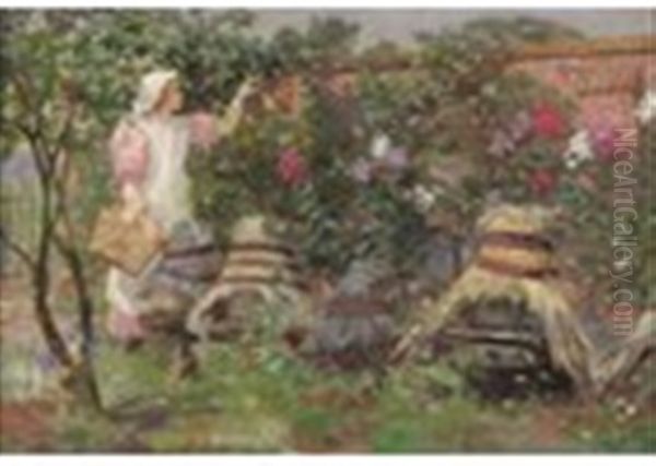 Apple Picking Oil Painting by Lexden L. Pocock