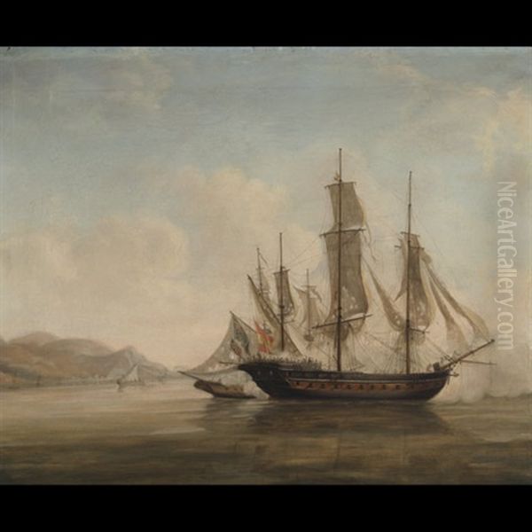 Lord Cochrane's "speedy" Capturing The Spanish Frigate "el Gamo" Oil Painting by Nicholas Pocock