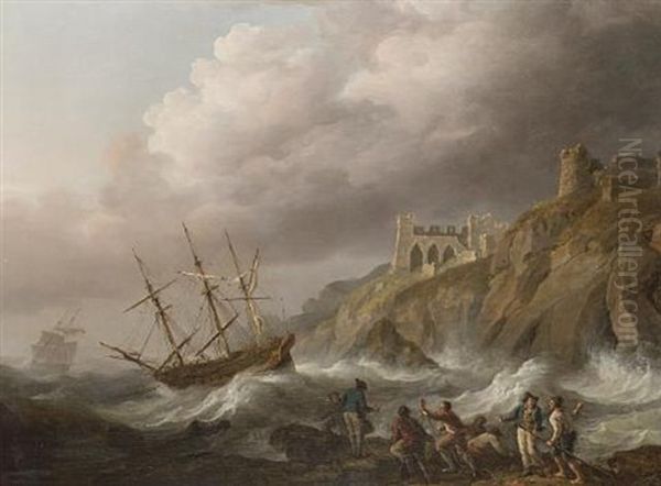 Rough Weather Off Caldey Island, Tenby Oil Painting by Nicholas Pocock