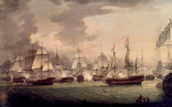 The Battle Of The Saintes, April 12, 1782 Oil Painting by Nicholas Pocock