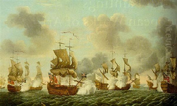 The Battle Of Ushant, July 27th, 1779 Oil Painting by Nicholas Pocock