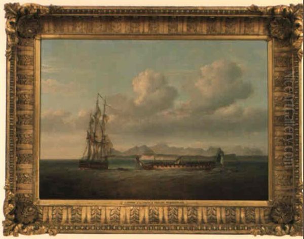 The Capture Of The French Frigate 'piedmontaise' Oil Painting by Nicholas Pocock