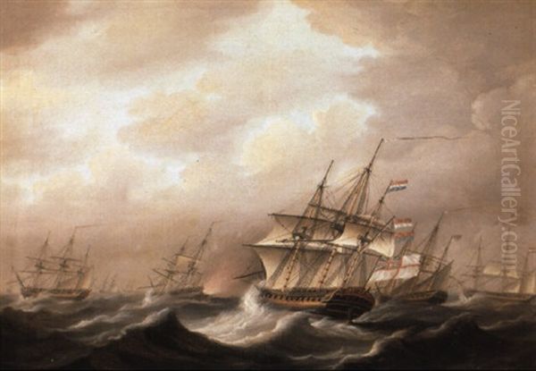 British Convoy In A Gale During The American War Of Independence Oil Painting by Nicholas Pocock