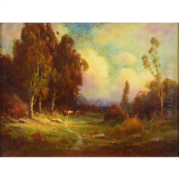 Landscape With Cattle Oil Painting by Alexis Matthew Podchernikoff