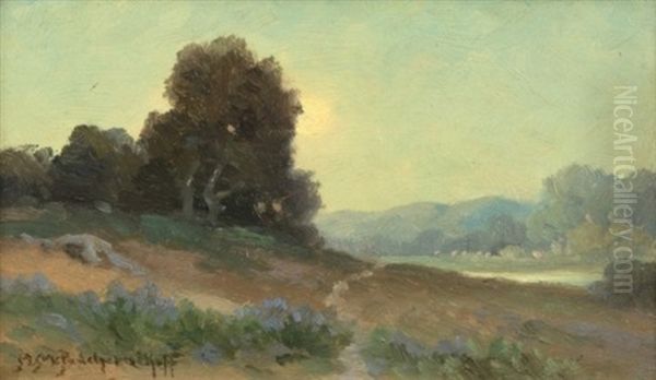 Moonrise Over A California Landscape Oil Painting by Alexis Matthew Podchernikoff