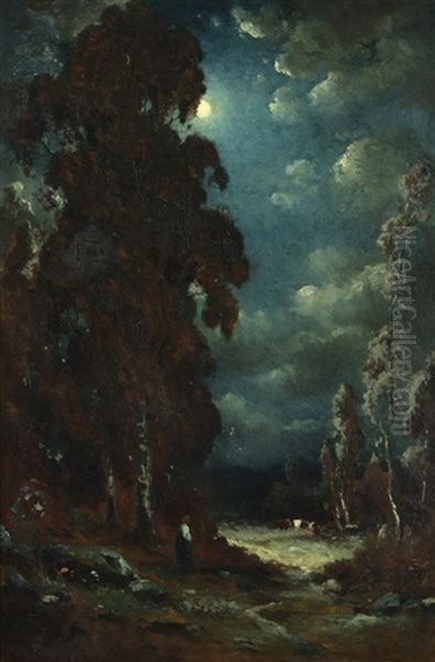 Moonlight Vespers Oil Painting by Alexis Matthew Podchernikoff