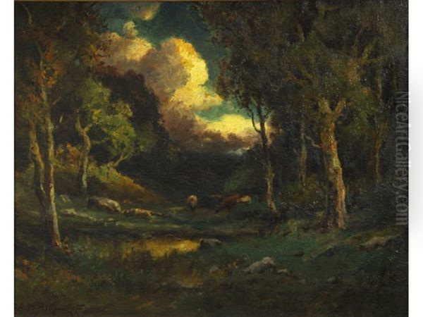 California Dusk Oil Painting by Alexis Matthew Podchernikoff