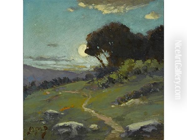 A Moonlit Dawn Oil Painting by Alexis Matthew Podchernikoff