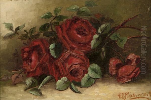 Red Roses Oil Painting by Alexis Matthew Podchernikoff