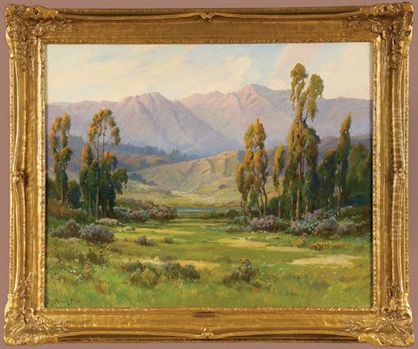 Expansive California Mountainous Spring Landscape Oil Painting by Alexis Matthew Podchernikoff