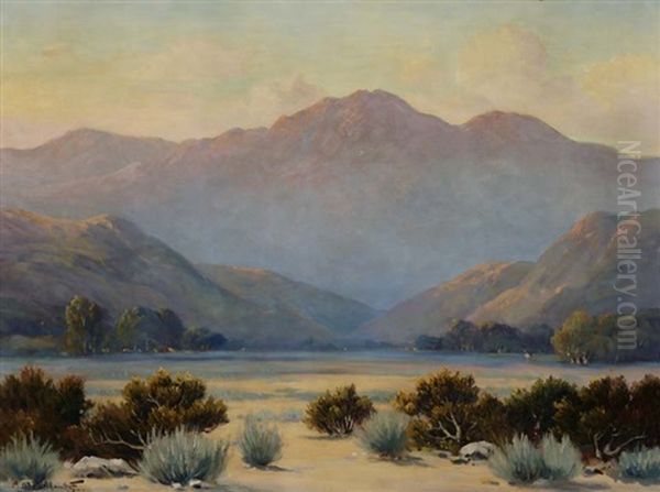 Sunlit Glow On A Desert Landscape Oil Painting by Alexis Matthew Podchernikoff