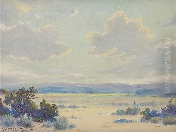 Clouds Over A Vast Desert Landscape Oil Painting by Alexis Matthew Podchernikoff