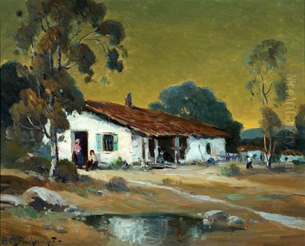 Spanish Adobe - Santa Barbara Oil Painting by Alexis Matthew Podchernikoff