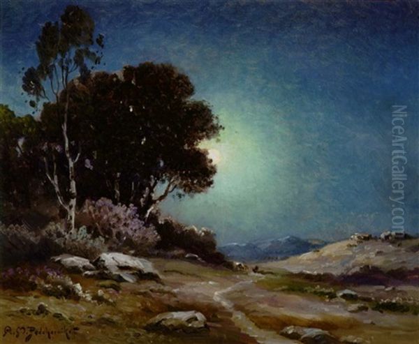 A Path In The Moonlight Oil Painting by Alexis Matthew Podchernikoff