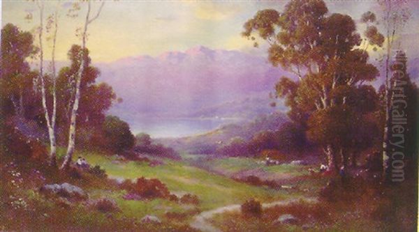 California Landscape With Figures Oil Painting by Alexis Matthew Podchernikoff