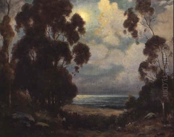 Nocturnal California Landscape With Figure Oil Painting by Alexis Matthew Podchernikoff