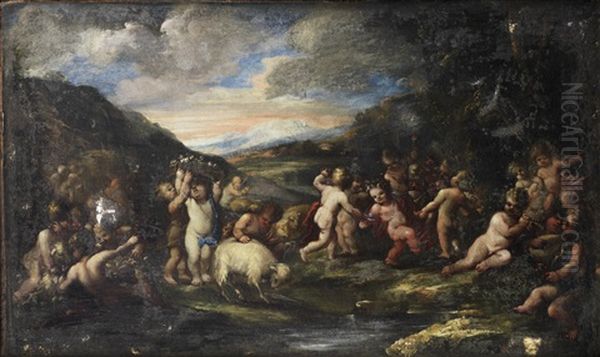 A Bacchanale Oil Painting by Giovanni Andrea Podesta