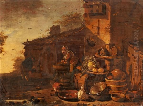 Bauerngehoft Oil Painting by Adriaen Lievensz van der Poel