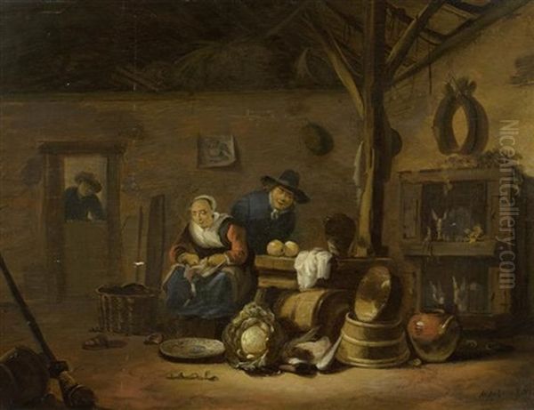 In Der Bauernstube Oil Painting by Adriaen Lievensz van der Poel