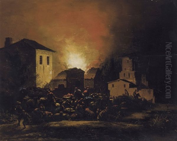 Fire At Night (1664) by Egbert Lievensz van der Poel