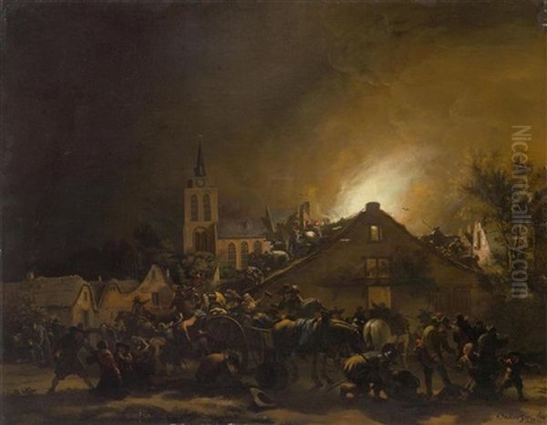 Nocternal Looting Oil Painting by Egbert Lievensz van der Poel