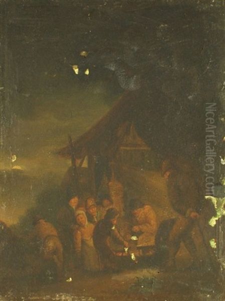 Scene De Pillage La Nuit Oil Painting by Egbert Lievensz van der Poel