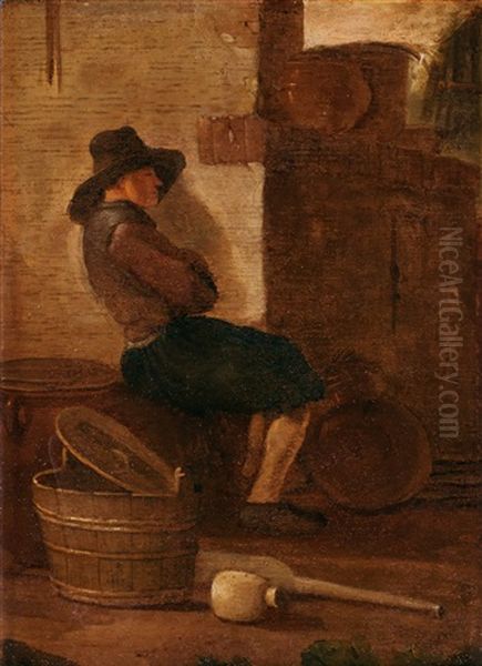 Vilande Man Vid Husvagg Oil Painting by Egbert Lievensz van der Poel