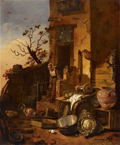 Hof Eines Bauernhauses Oil Painting by Egbert Lievensz van der Poel