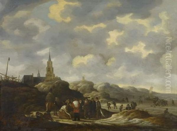 La Plage A Scheveningen Oil Painting by Egbert Lievensz van der Poel