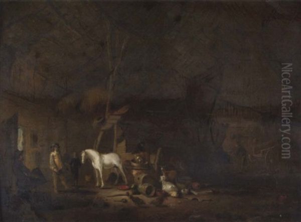 Scheunen-interieur Oil Painting by Egbert Lievensz van der Poel