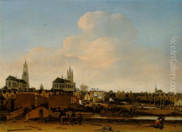 Die Pulverexplosion In Delft Am 12. Oktober 1654 Oil Painting by Egbert Lievensz van der Poel