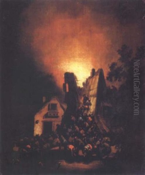 L'incendie Oil Painting by Egbert Lievensz van der Poel