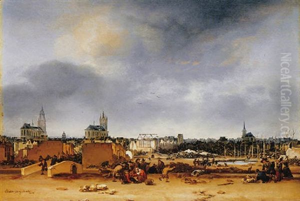 A View Of Delft After The Explosion Of 1654 Oil Painting by Egbert Lievensz van der Poel