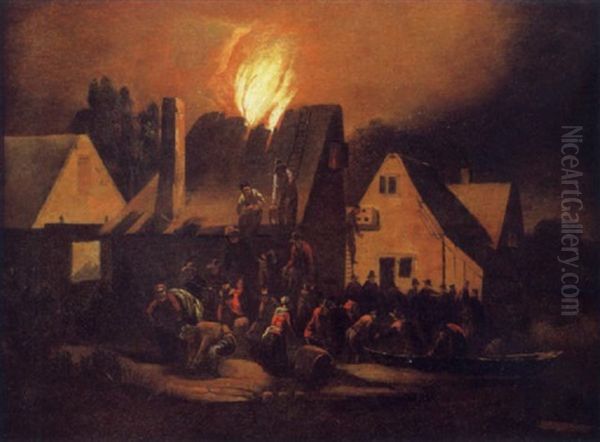 Incendie D'une Ferme Oil Painting by Egbert Lievensz van der Poel