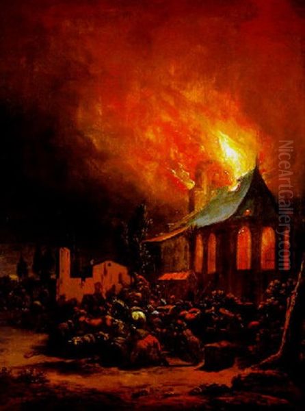 Nachtliche Feuersbrunst Oil Painting by Egbert Lievensz van der Poel