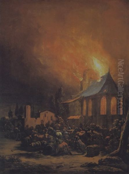 Nachtliche Feuersbrunst Oil Painting by Egbert Lievensz van der Poel