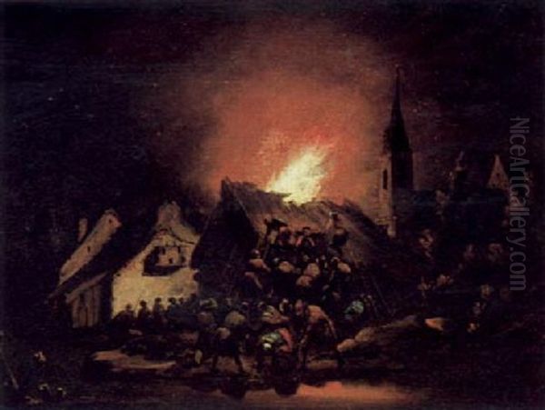 Nachtliche Feuersbrunst Oil Painting by Egbert Lievensz van der Poel