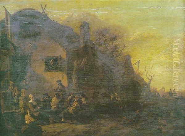 Scene De Taverne Devant Une Auberge Oil Painting by Egbert Lievensz van der Poel