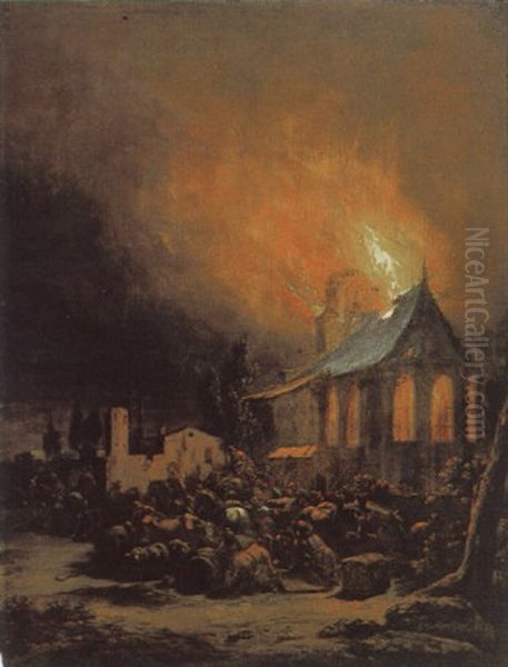 Nachtliche Feuersbrunst Oil Painting by Egbert Lievensz van der Poel