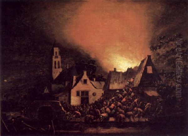 Nachtliche Feuersbrunst Oil Painting by Egbert Lievensz van der Poel