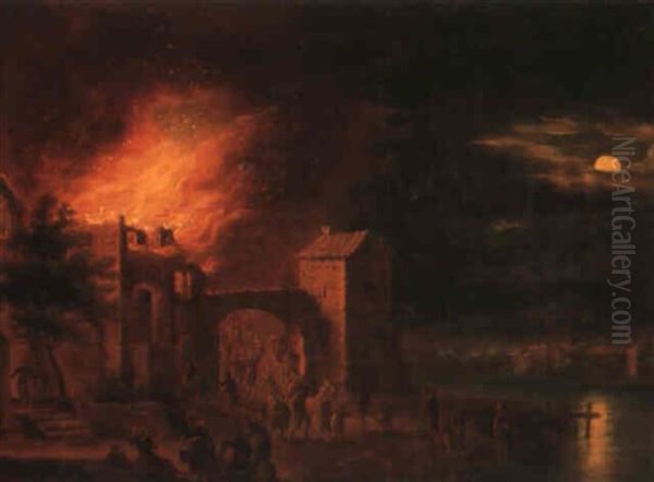 L'incendie Oil Painting by Egbert Lievensz van der Poel