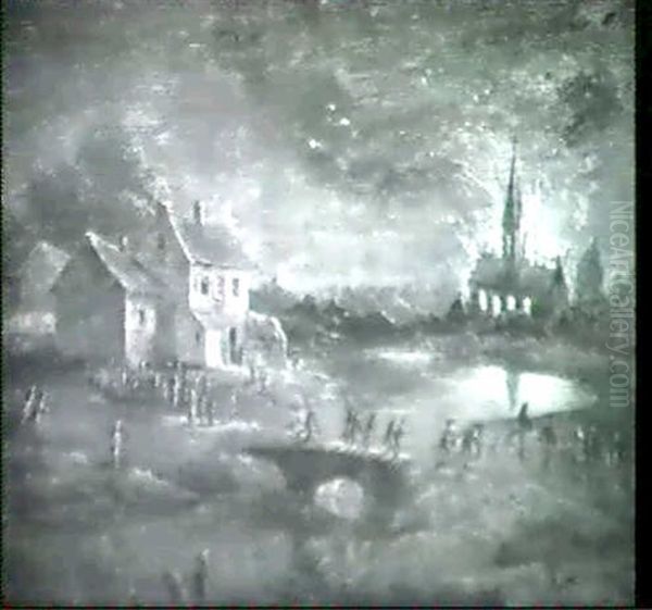 Braendende Kirke Oil Painting by Egbert Lievensz van der Poel