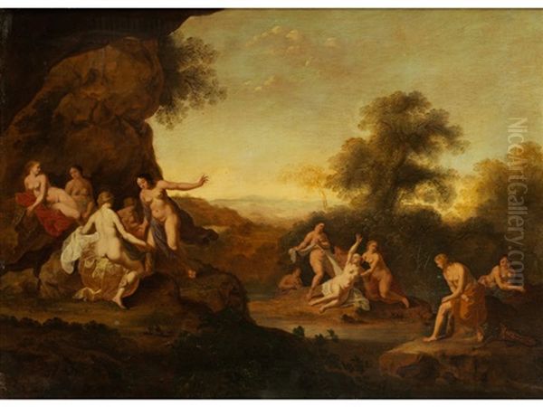 Das Bad Der Jagdgottin Diana Oil Painting by Cornelis Van Poelenburgh