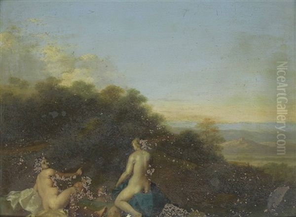 Nymphs In A Landscape Oil Painting by Cornelis Van Poelenburgh